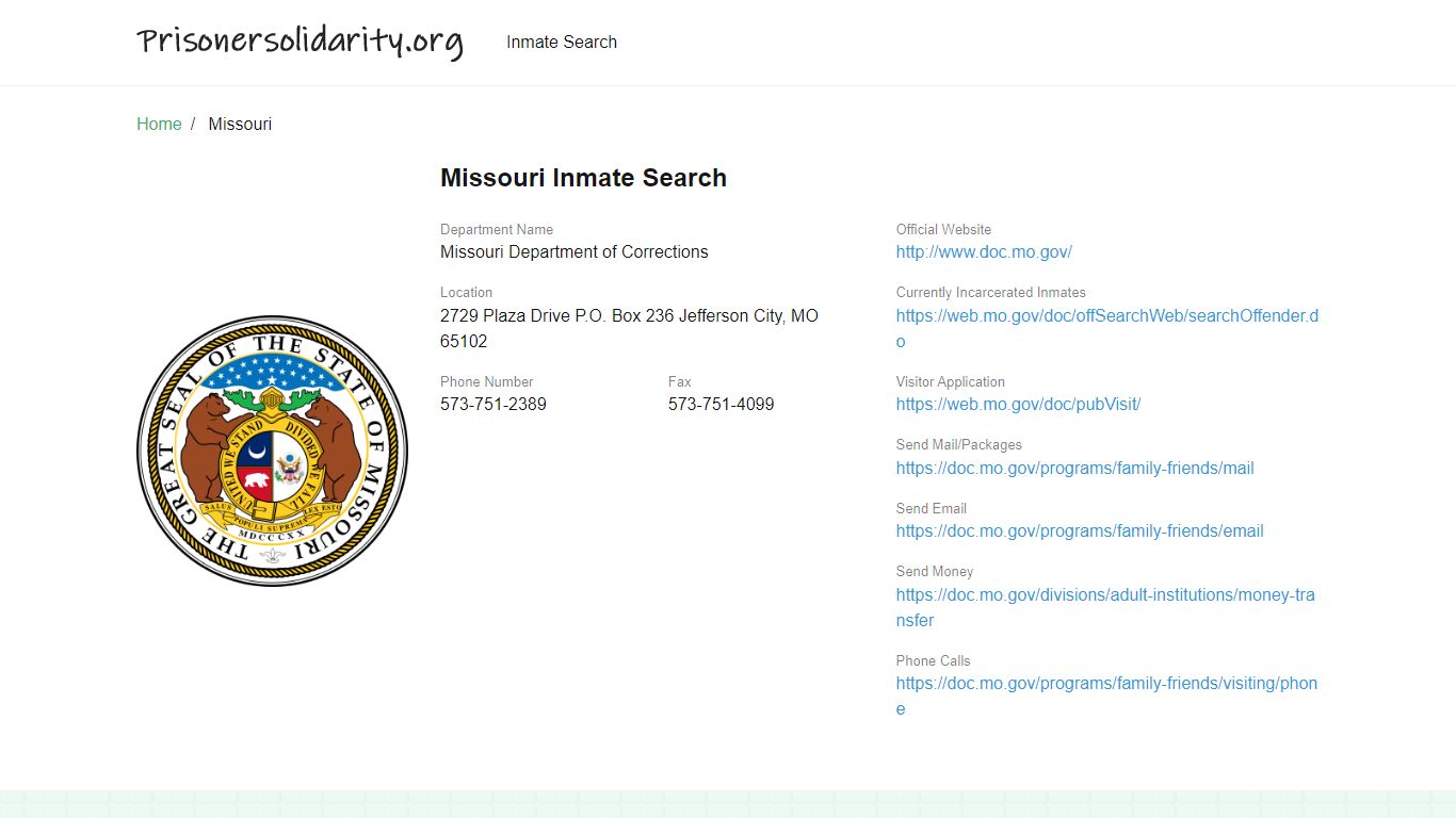 Missouri Inmate Search – Missouri Department of Corrections Offender Lookup
